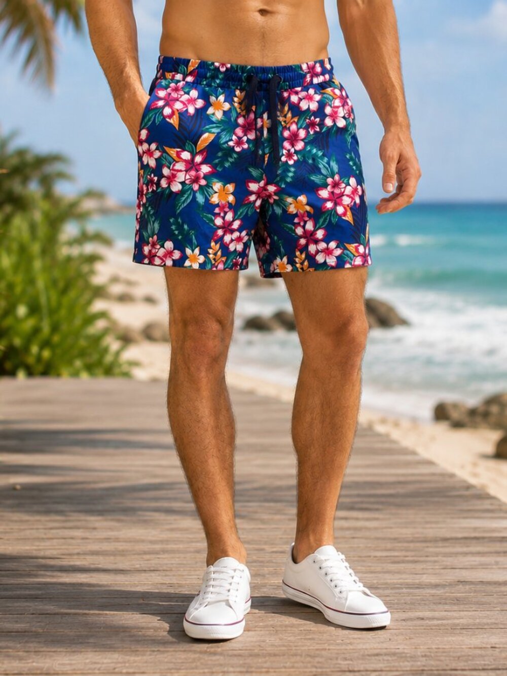 Tommy‎ Hilfiger Men's Tropical Floral Shorts Blue Pink Size Small NWOT 1119